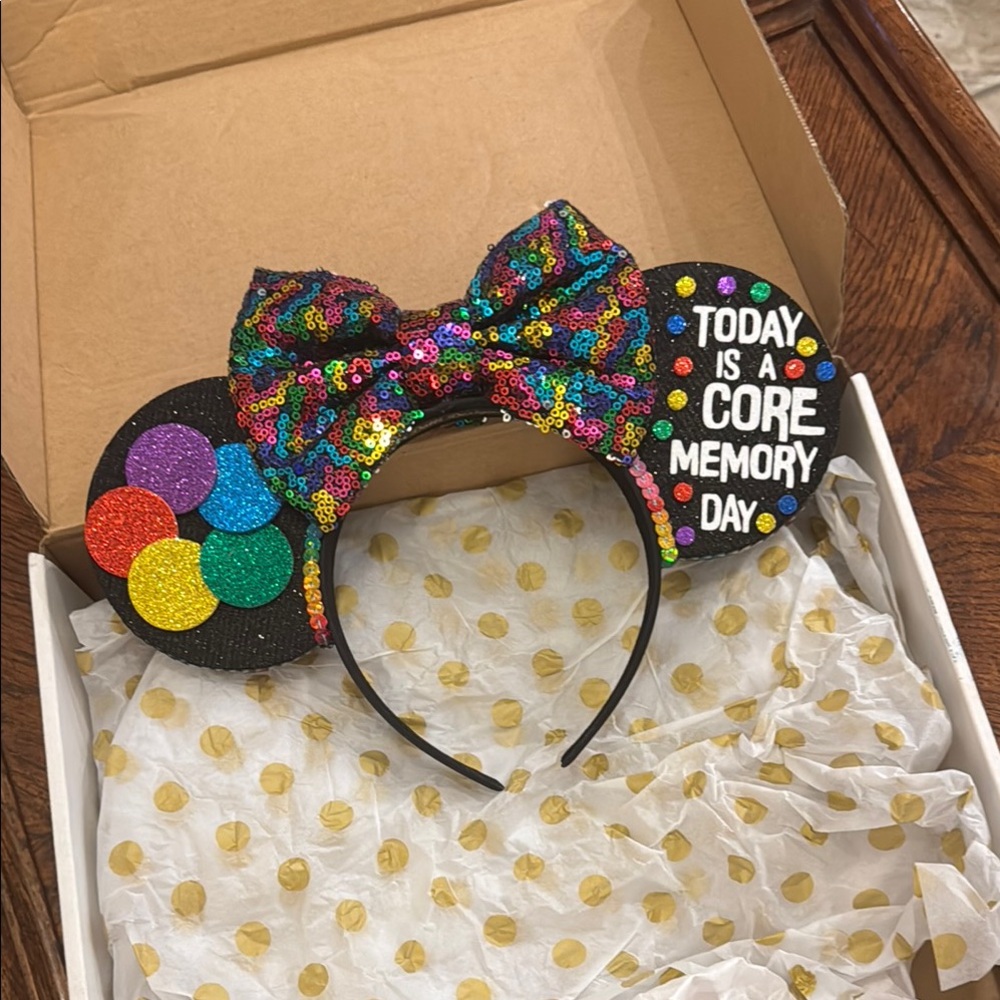 NWT - custom-made Disney ears “today is a core memory day“ MAKE ME AN OFFER